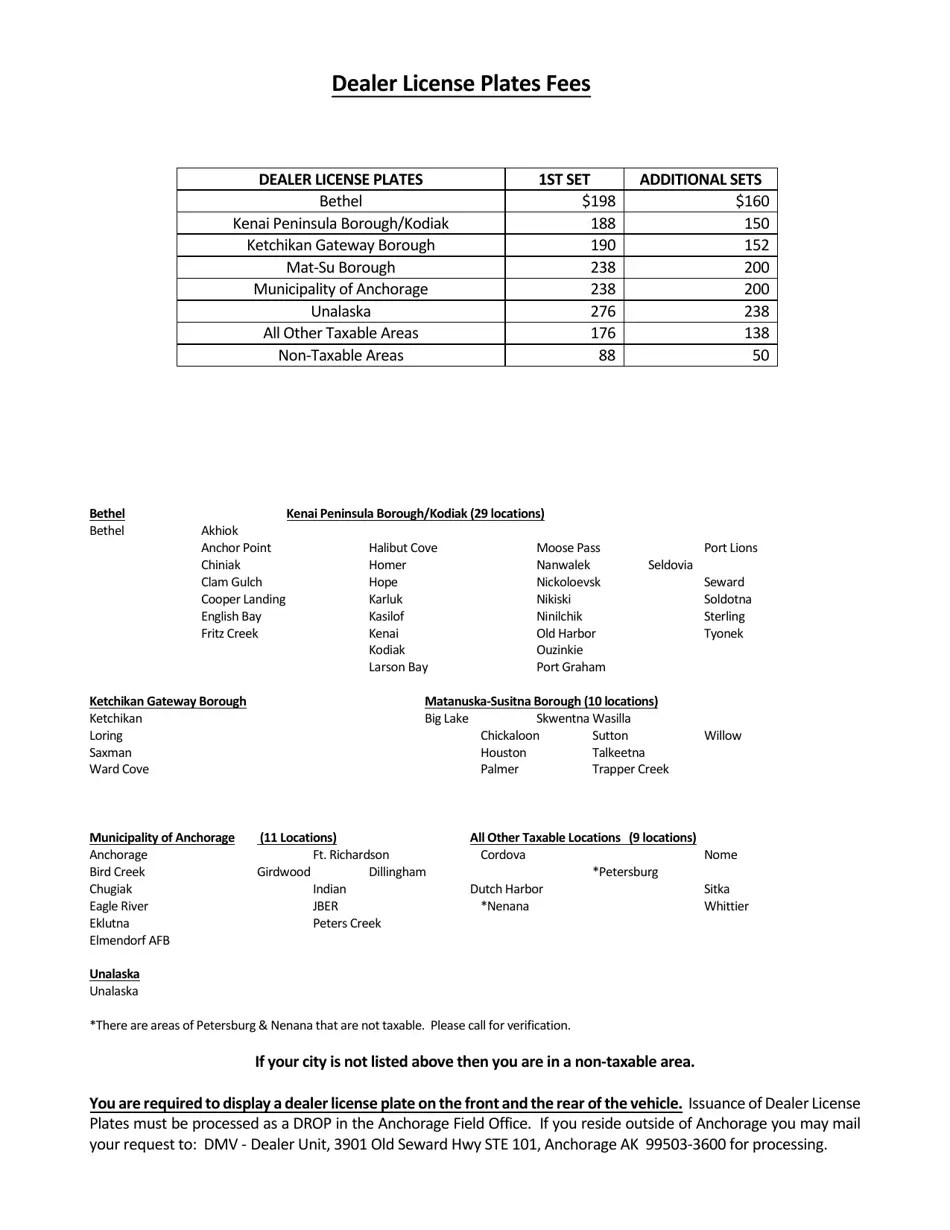 Form DLR002 Fill Out, Sign Online and Download Fillable PDF, Alaska