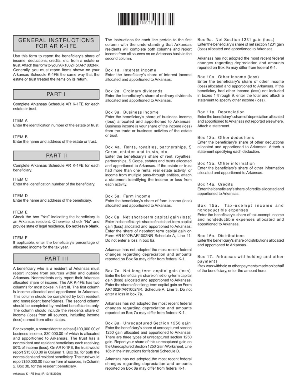 Form AR K1FE 2020 Fill Out, Sign Online and Download Fillable PDF
