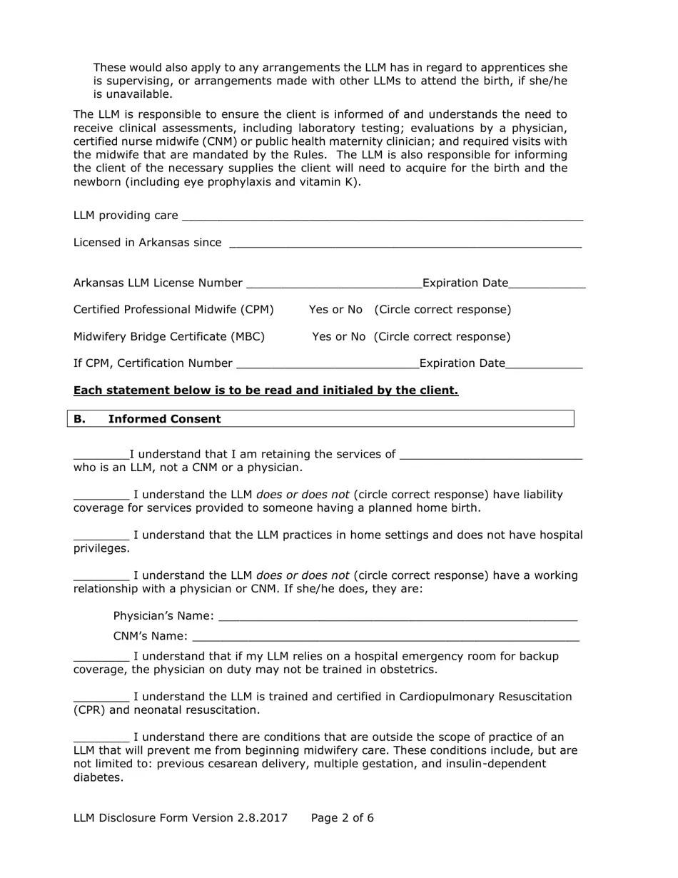 Arkansas Llm Disclosure Form Download Printable PDF Templateroller