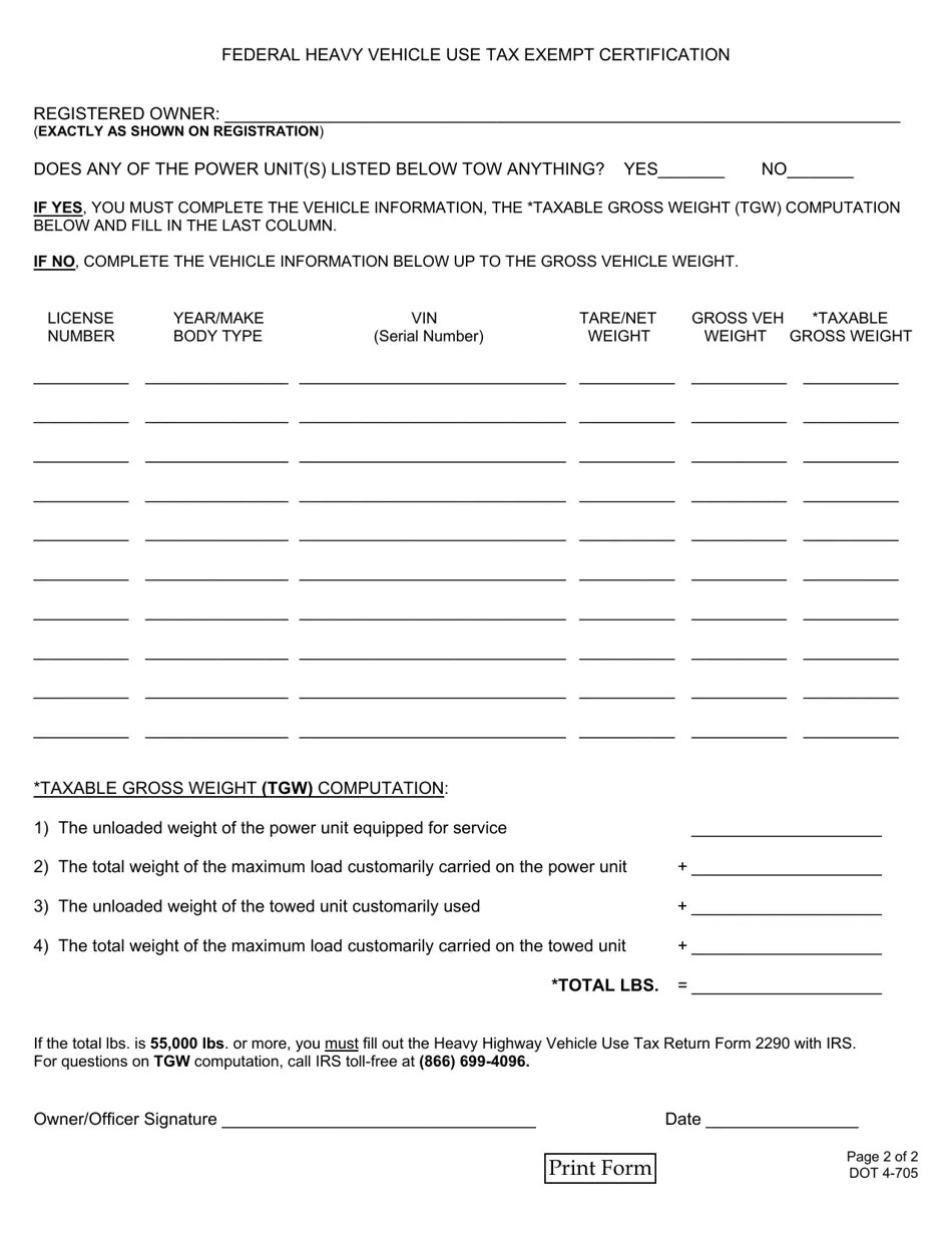 Form DOT4705 Fill Out, Sign Online and Download Fillable PDF, Hawaii