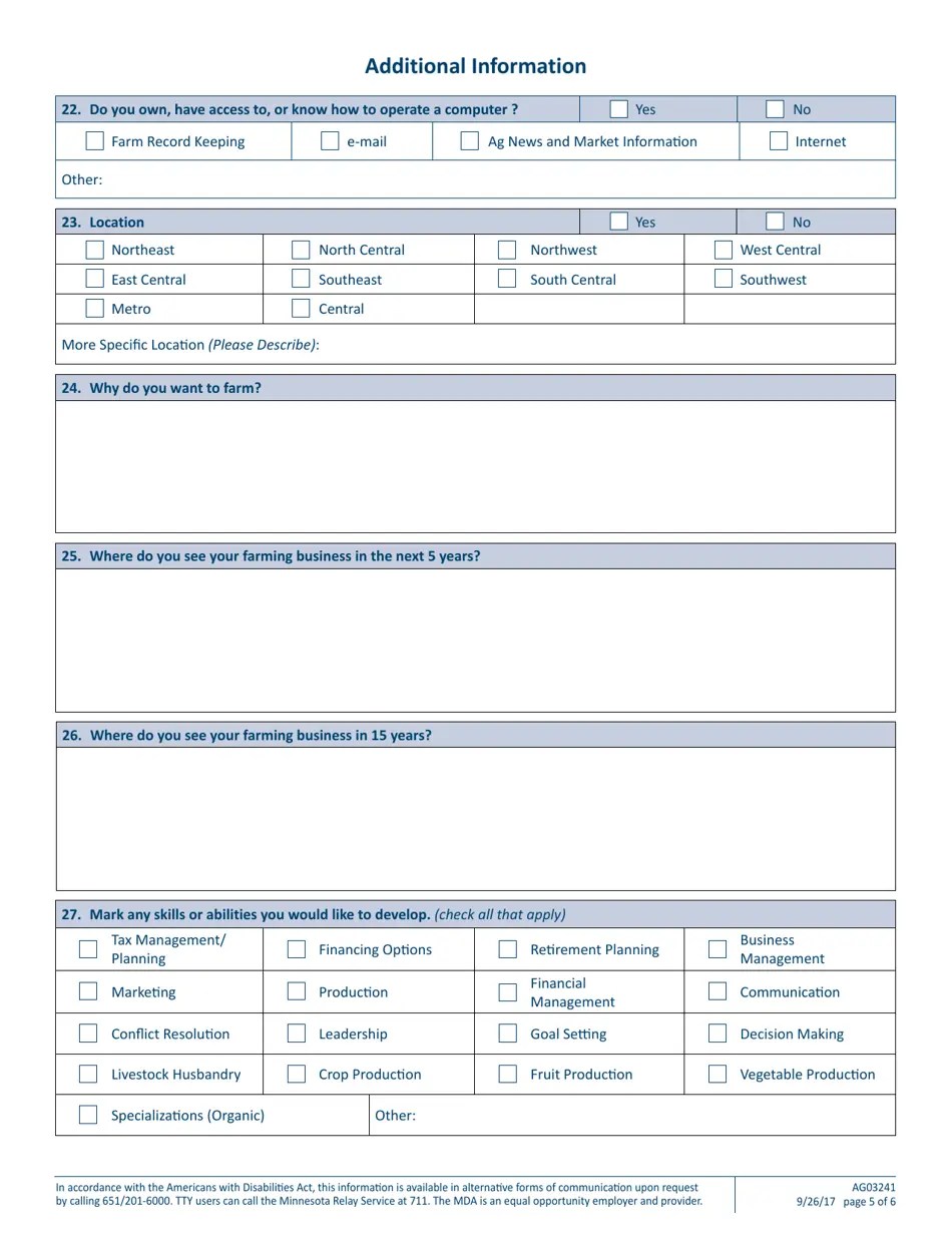 Form AG03241 Download Fillable PDF or Fill Online Minnesota Farm Link
