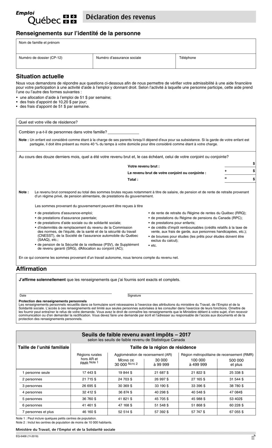 Forme EQ6468 Fill Out, Sign Online and Download Fillable PDF, Quebec