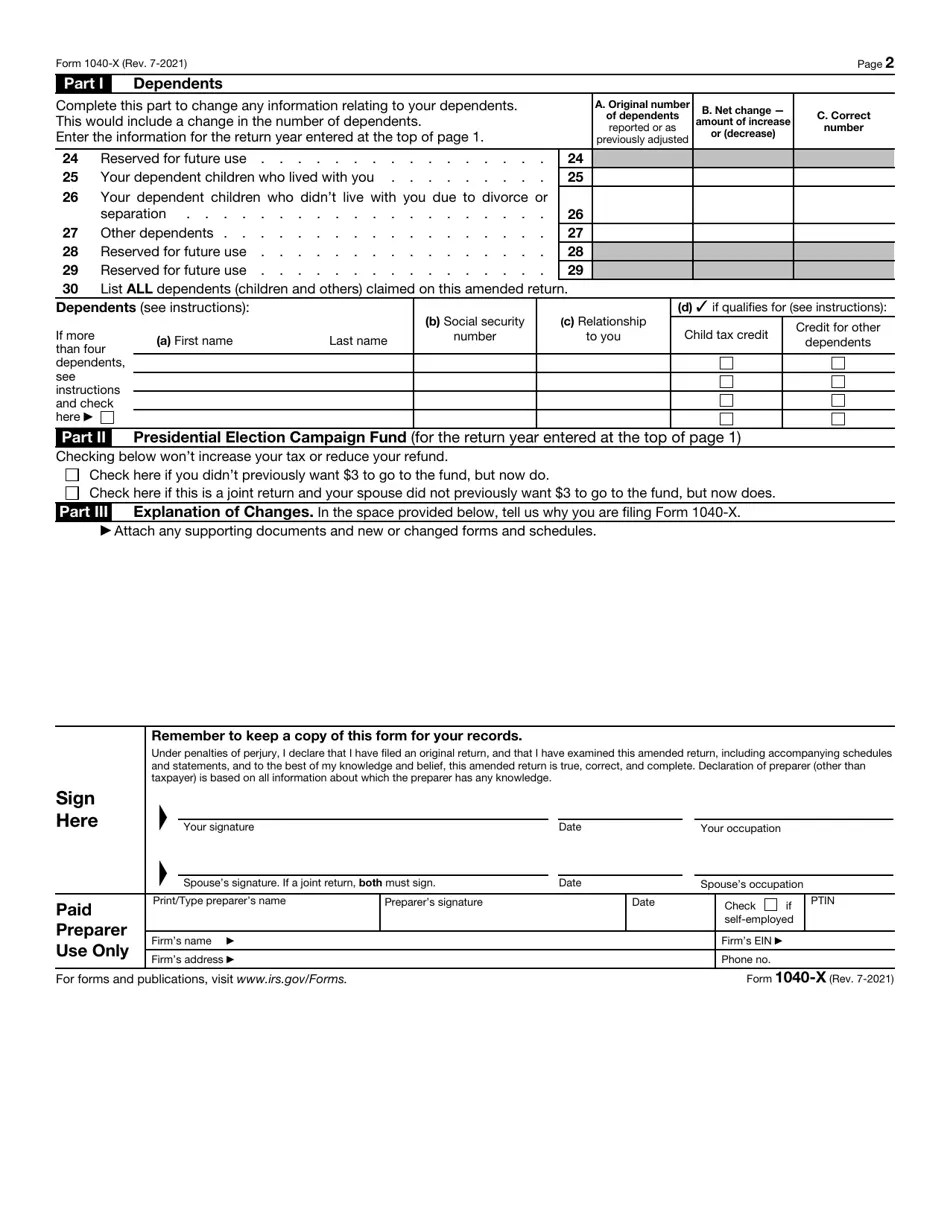 IRS Form 1040X Download Fillable PDF or Fill Online Amended U.S. Individual Tax Return