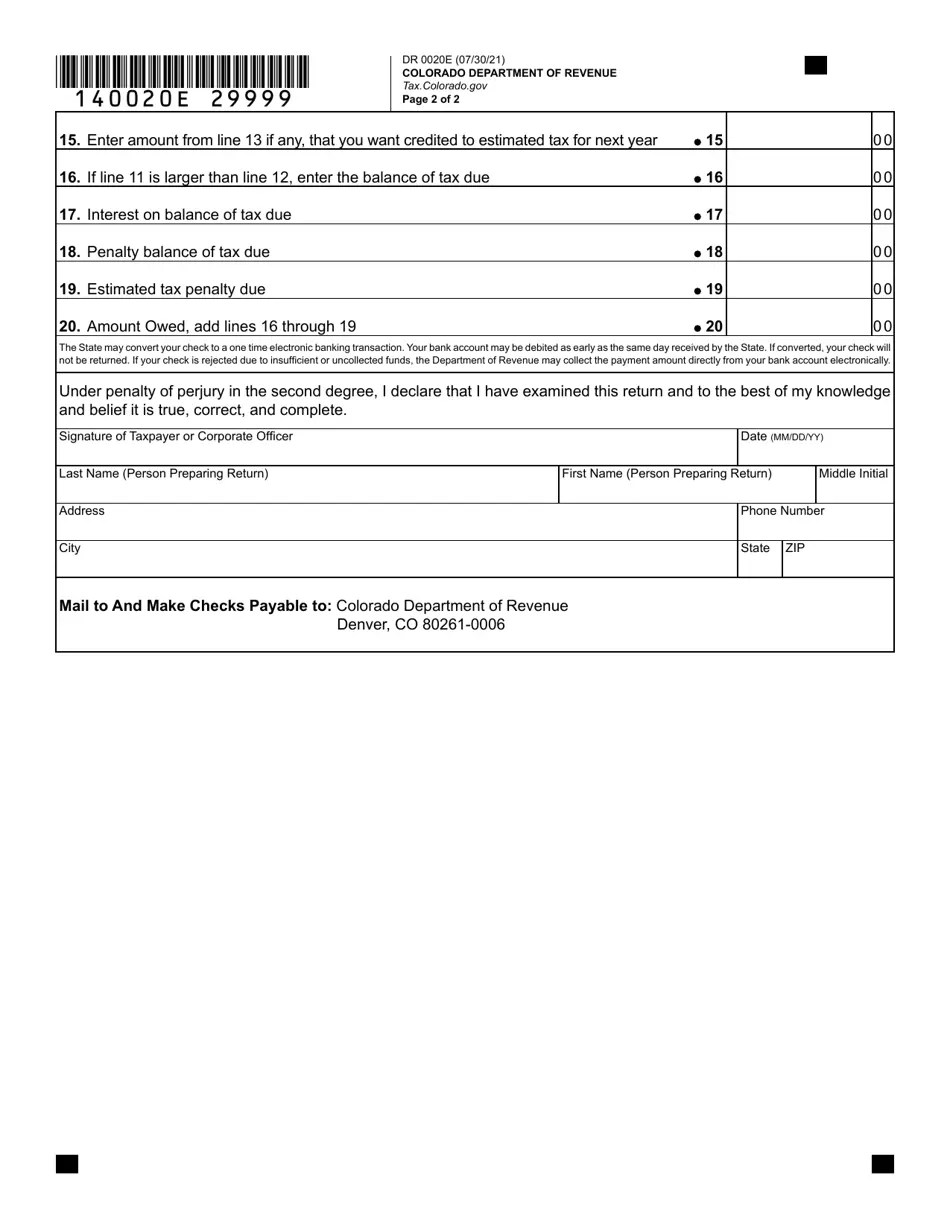 Form DR0020E Download Fillable PDF or Fill Online Colorado Oil Shale