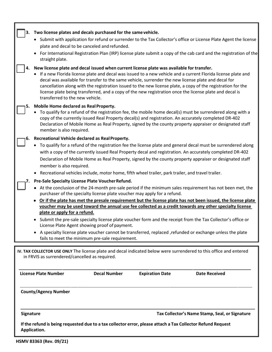 Form HSMV83363 Download Fillable PDF or Fill Online Application for