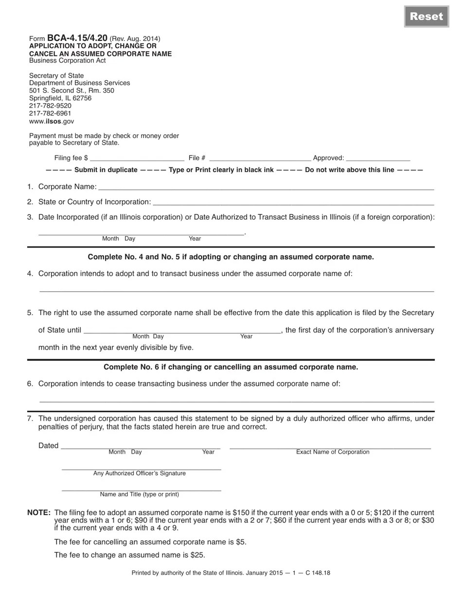 Form BCA4.15/4.20 Fill Out, Sign Online and Download Fillable PDF