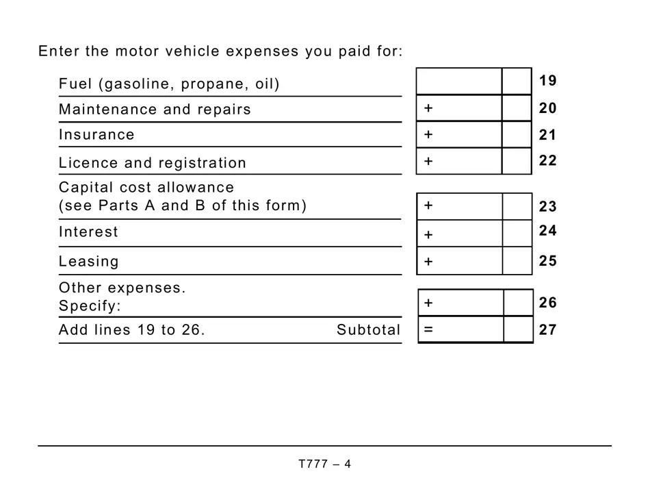 Form T777 Fill Out, Sign Online and Download Printable PDF, Canada