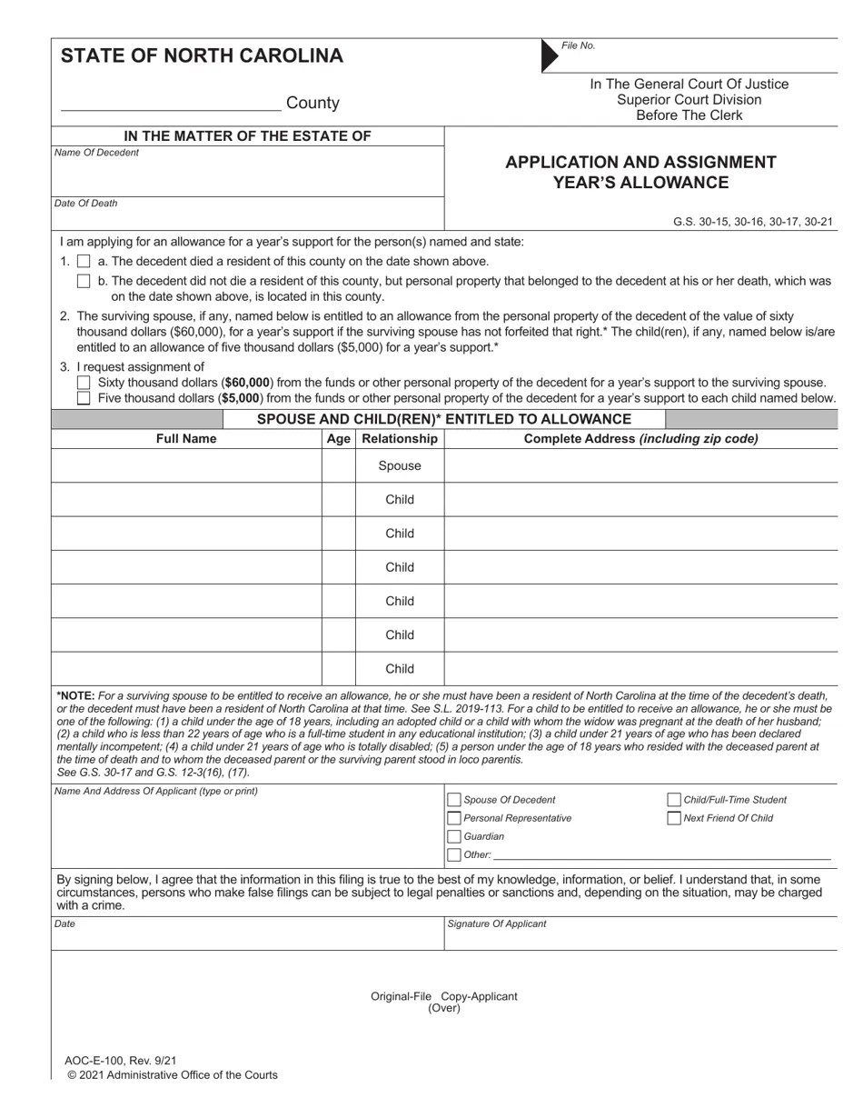 Form AOCE100 Download Fillable PDF or Fill Online Application and(03)
