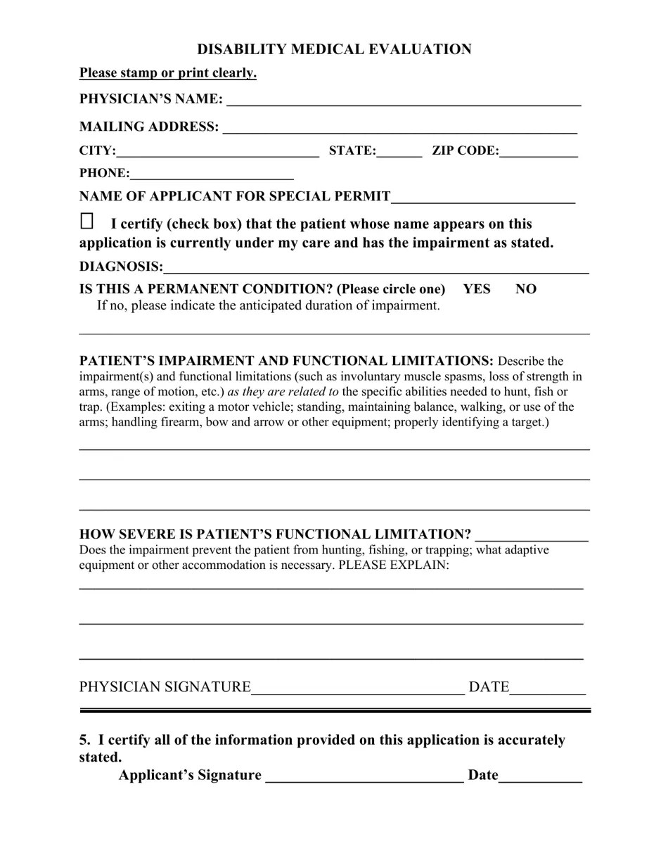 Maine Special Permit Application to Permanent Physical Disabilities Fill Out, Sign