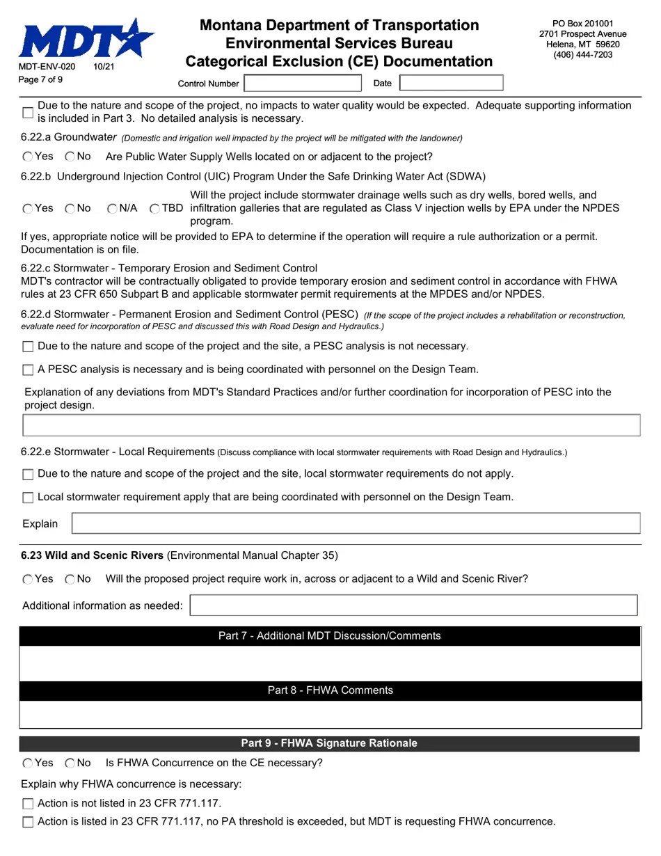 Form MDTENV020 Download Fillable PDF or Fill Online Categorical