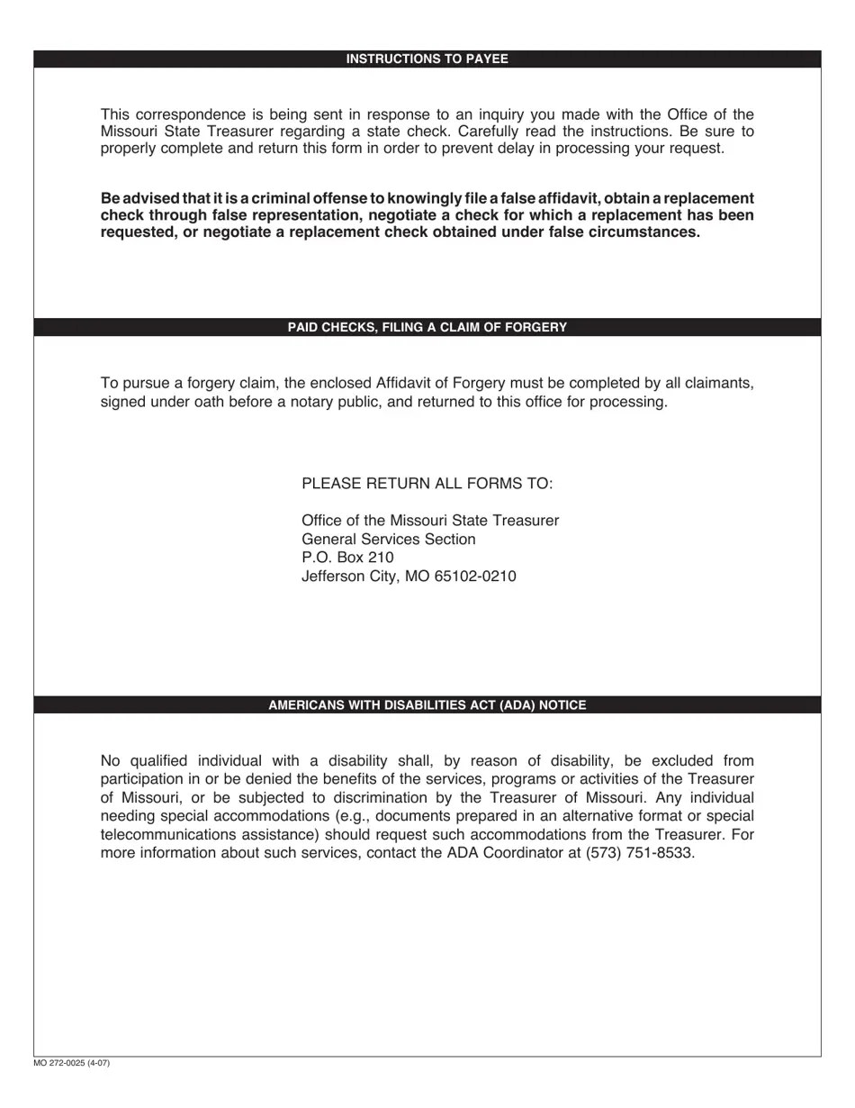 Form MO2720025 Fill Out, Sign Online and Download Printable PDF, Missouri Templateroller
