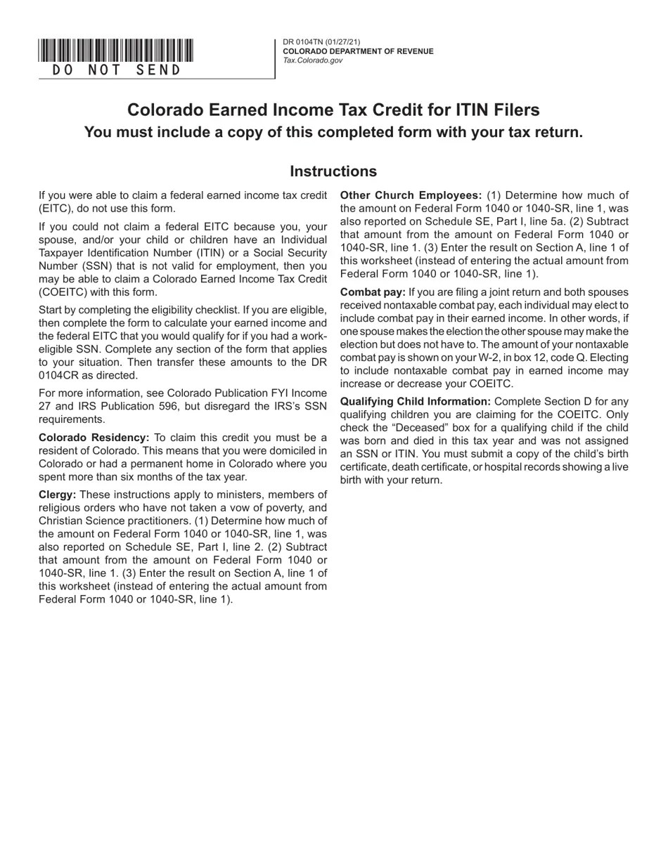 Form DR0104TN 2020 Fill Out, Sign Online and Download Fillable PDF, Colorado Templateroller