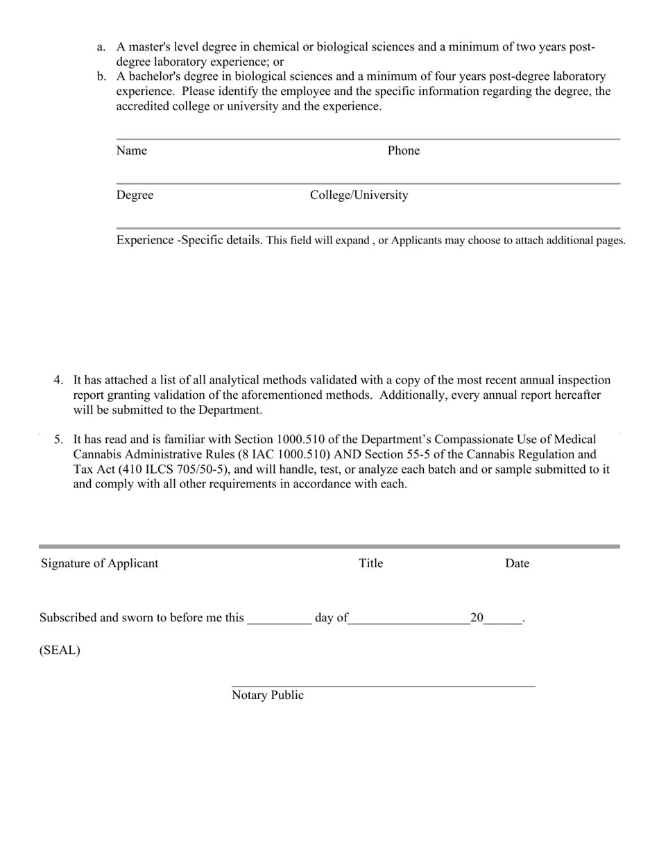 Illinois Application for Laboratory Approval to Handle, Test or Analyze