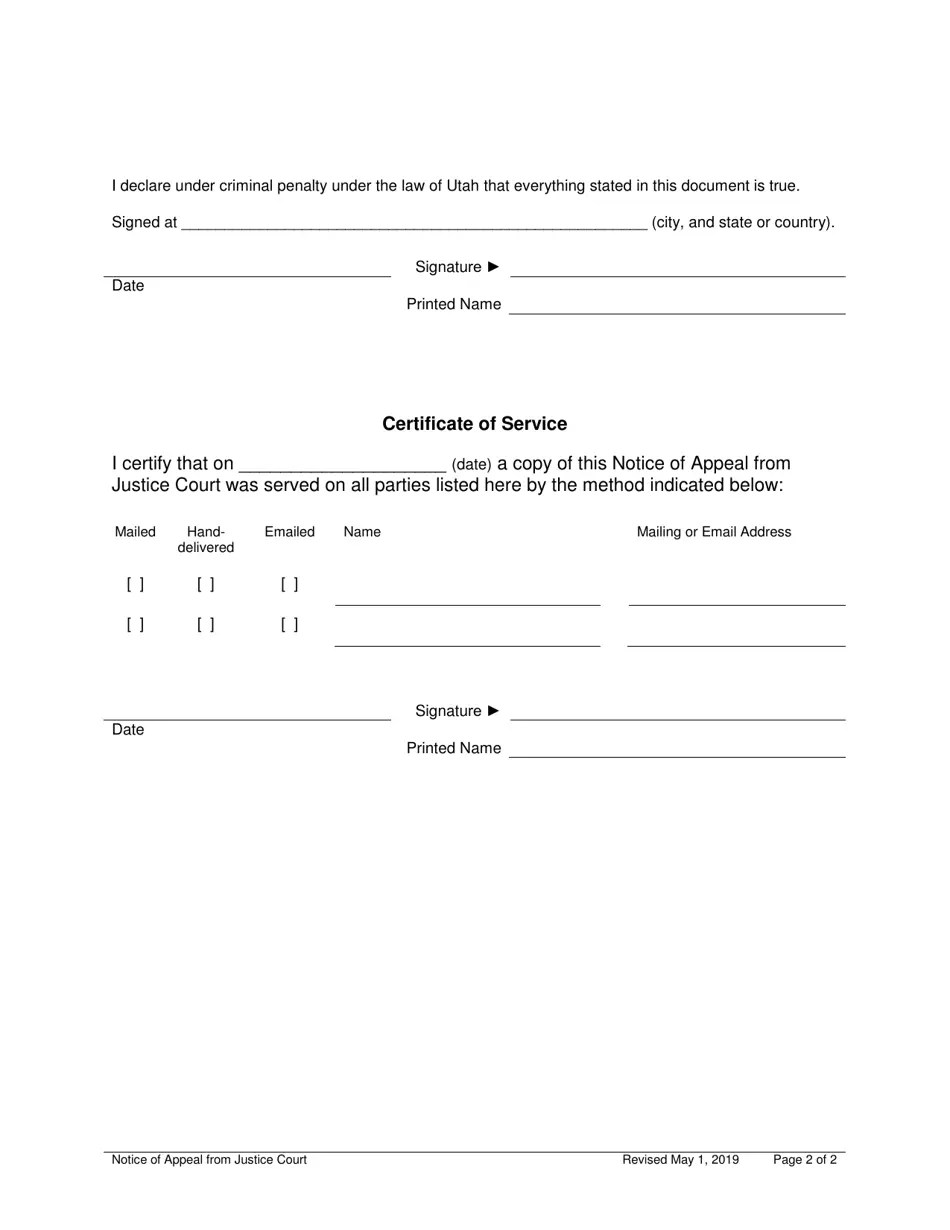 Utah Notice of Appeal From Justice Court Fill Out, Sign Online and
