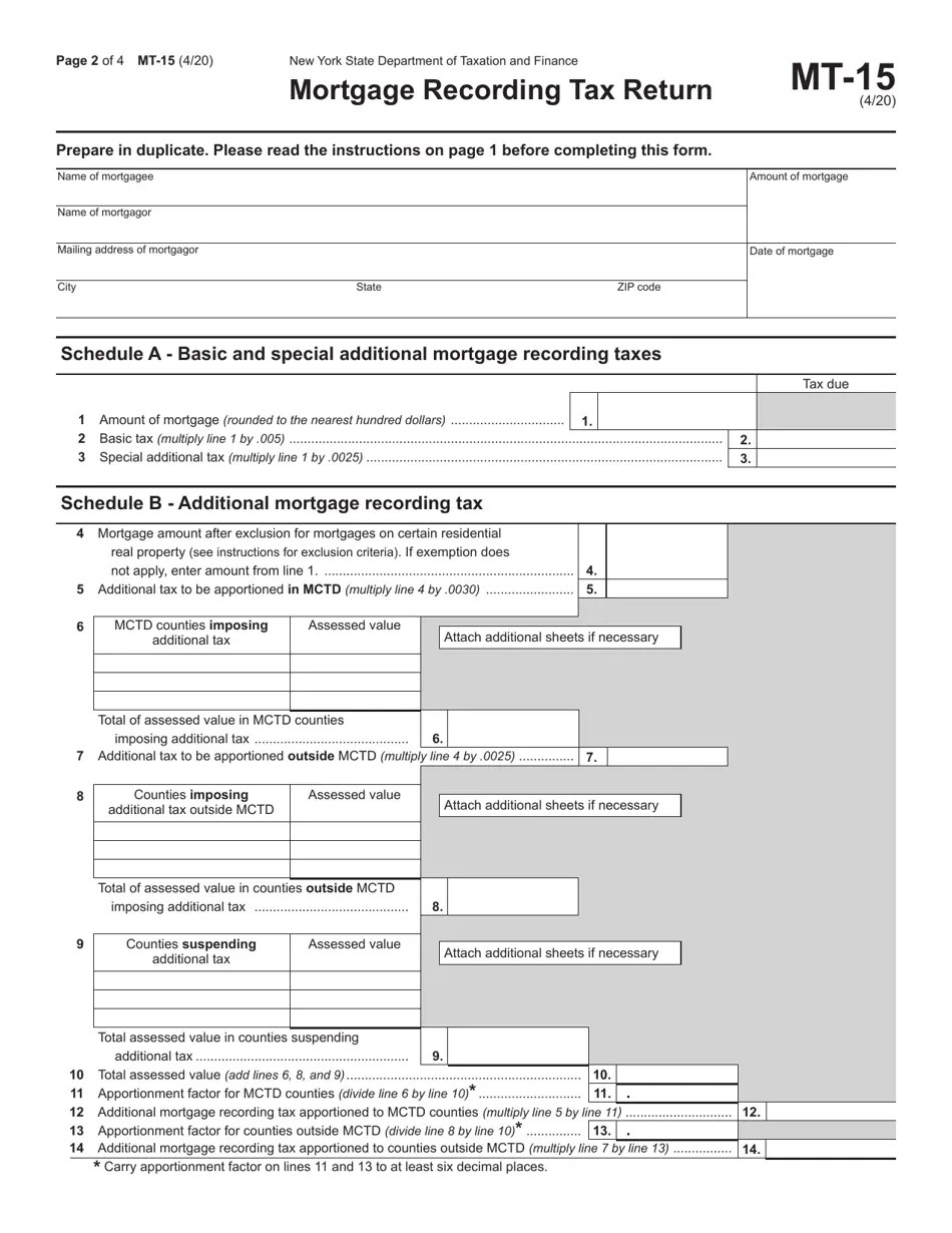 Form MT15 Fill Out, Sign Online and Download Printable PDF, New York
