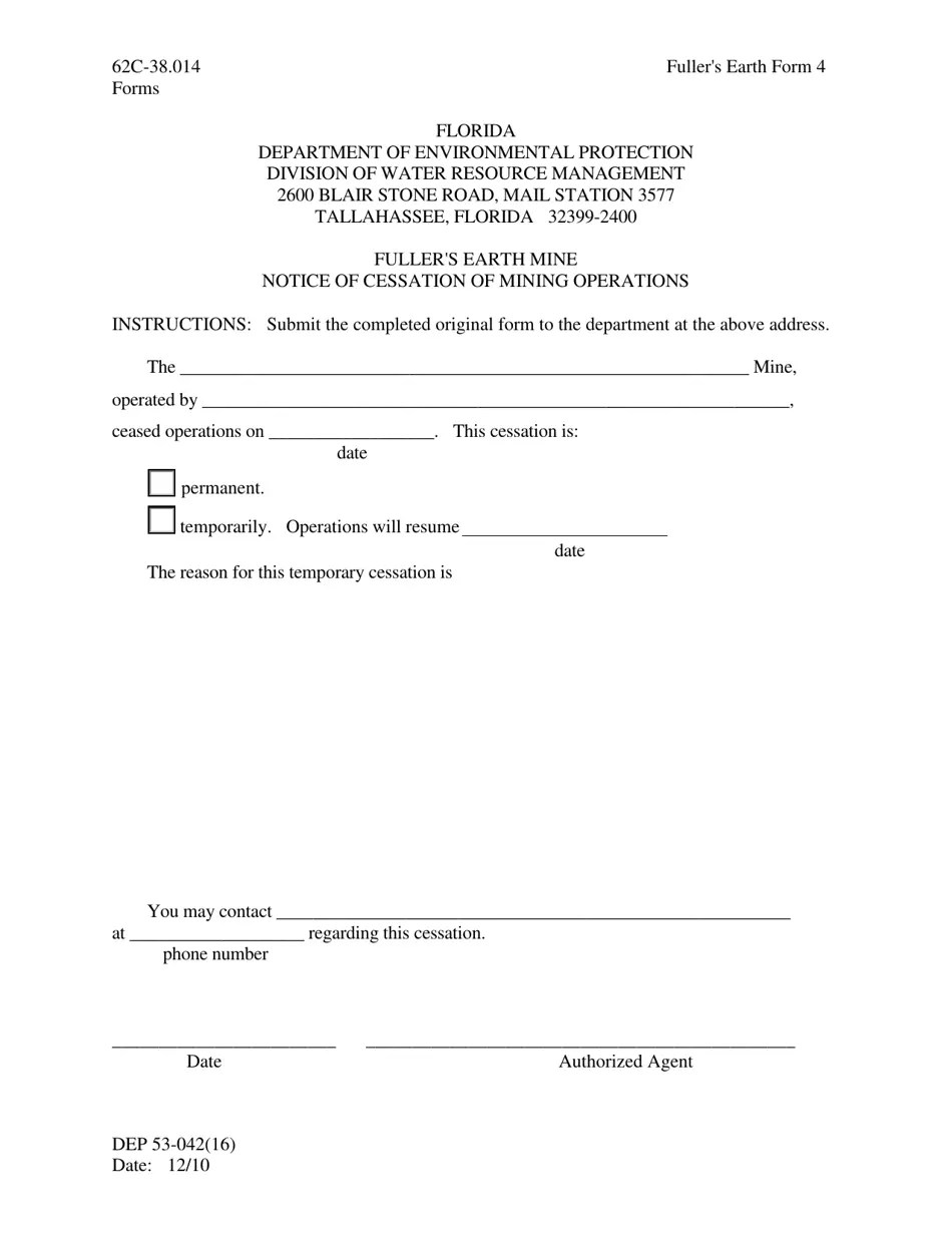Fuller's Earth Form 4 (DEP53042(16)) Fill Out, Sign Online and