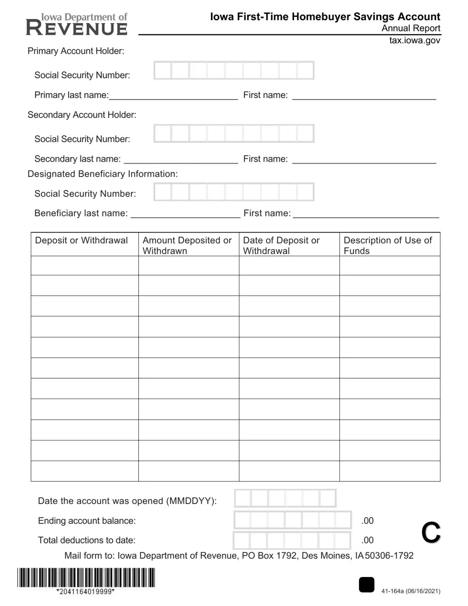 Form 41164 Download Fillable PDF or Fill Online Iowa FirstTime