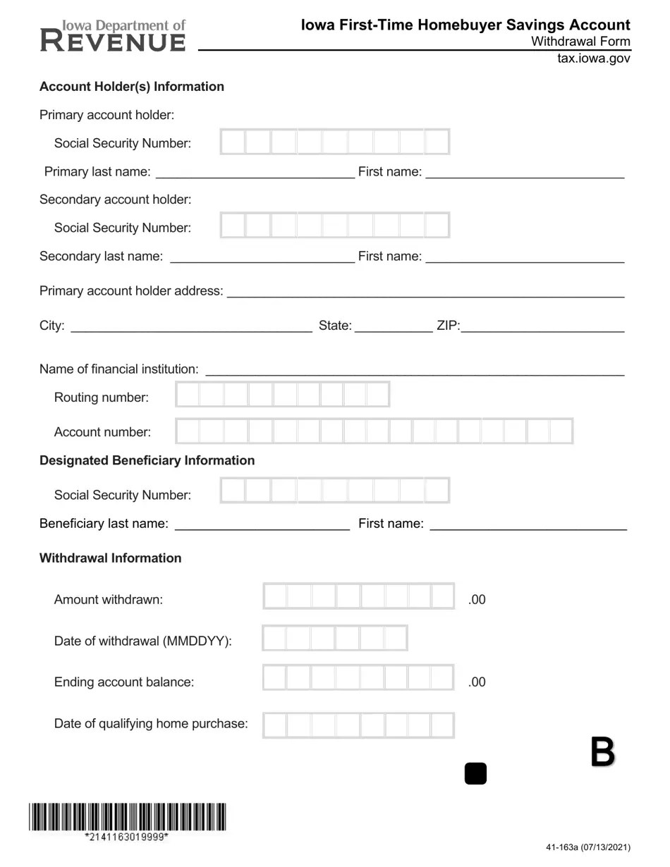 Form 41163 Fill Out, Sign Online and Download Fillable PDF, Iowa