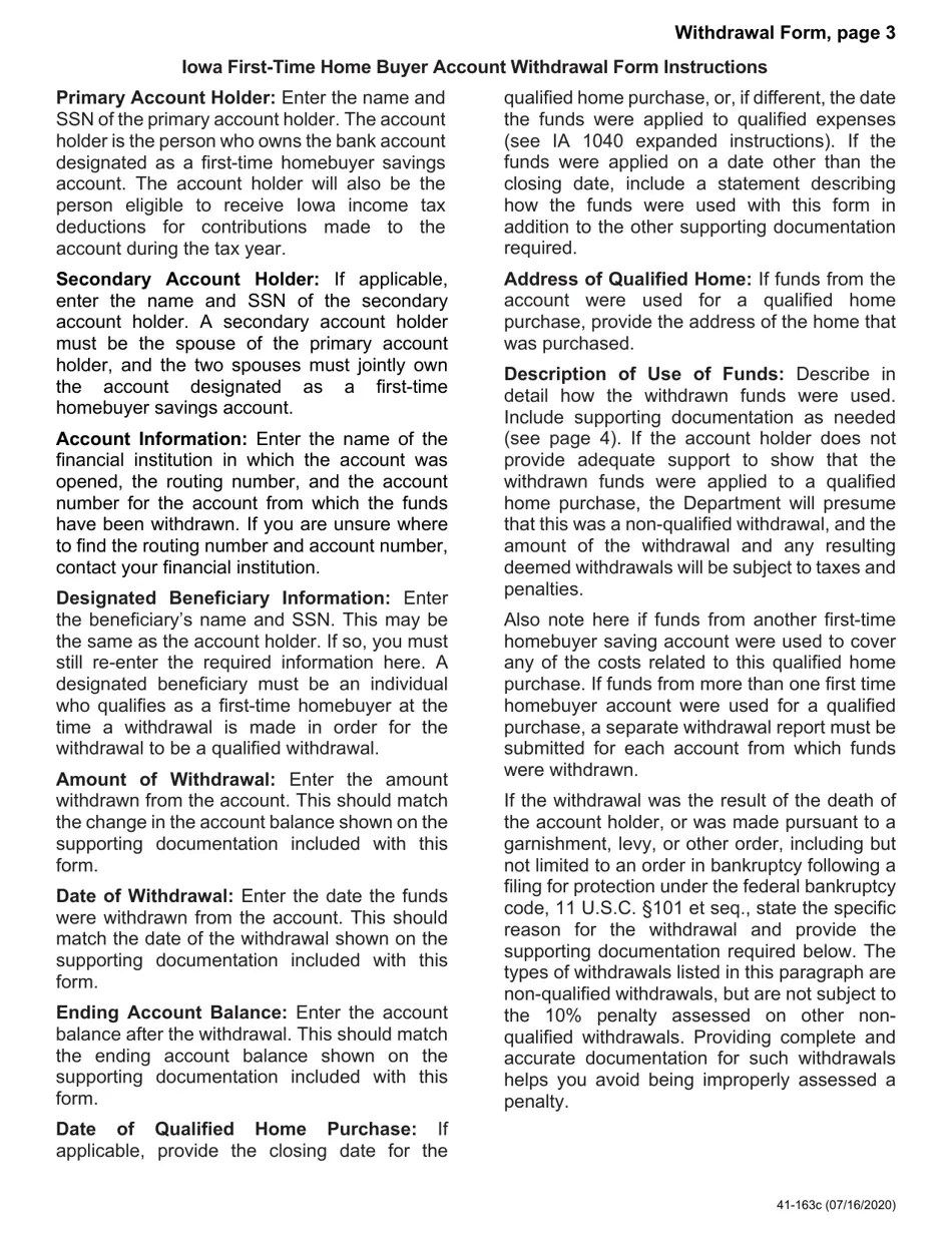 Form 41163 Fill Out, Sign Online and Download Fillable PDF, Iowa