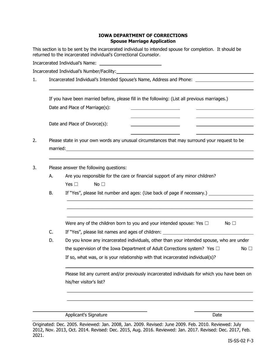 Iowa Spouse Marriage Application Fill Out, Sign Online and Download