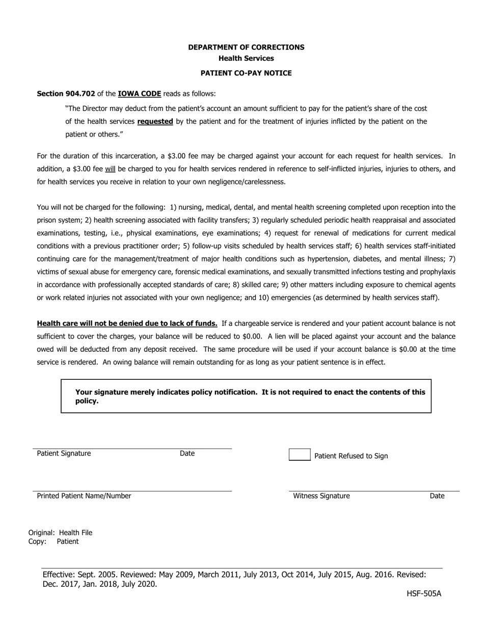 Iowa Patient Copay Notice Fill Out, Sign Online and Download PDF