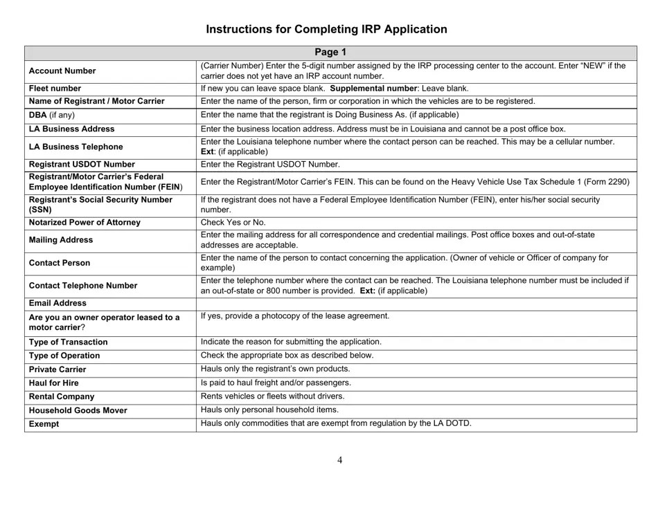 Louisiana La Irp Application Fill Out, Sign Online and Download PDF