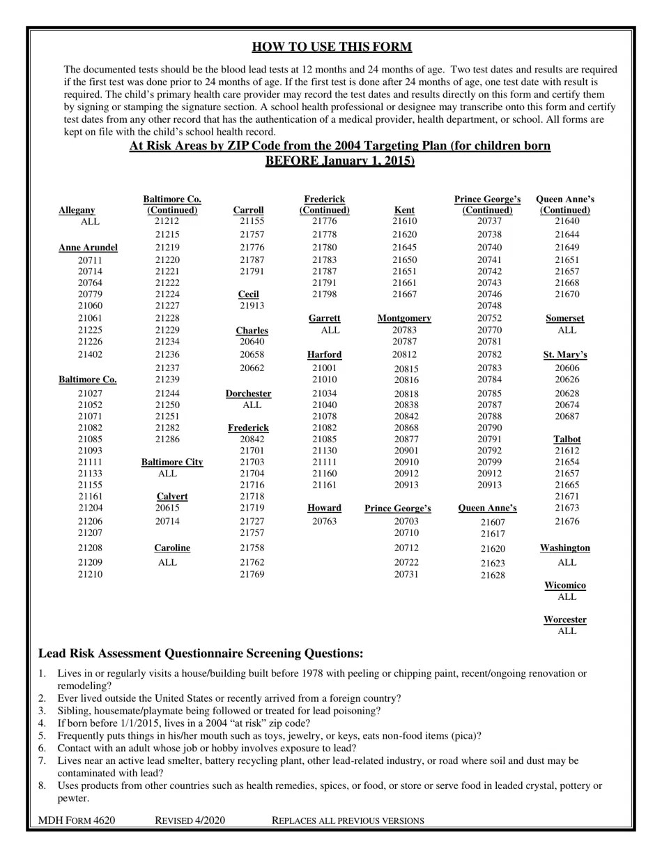 MDH Form 4620 Fill Out, Sign Online and Download Fillable PDF, Maryland Templateroller