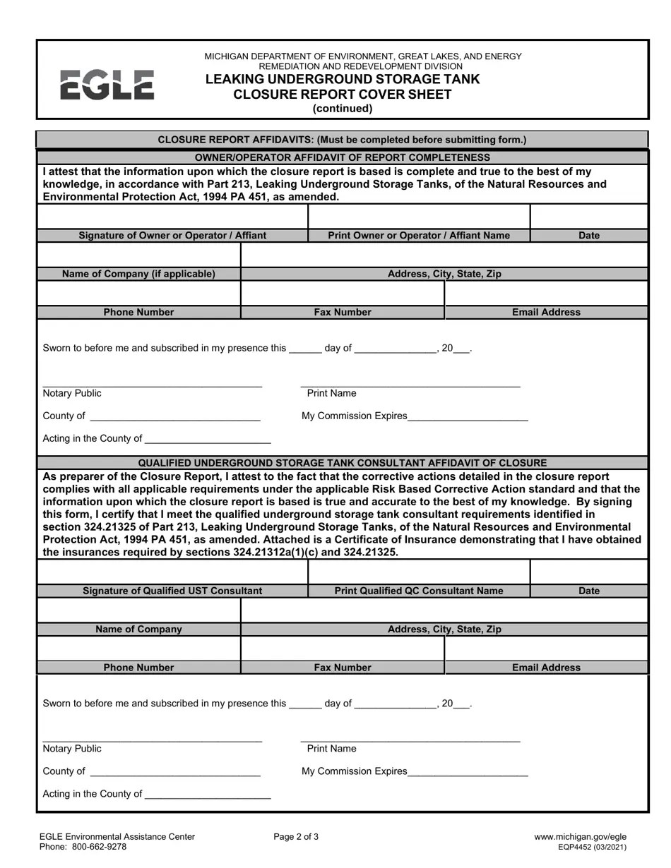 Form EQP4452 Download Printable PDF or Fill Online Leaking Underground