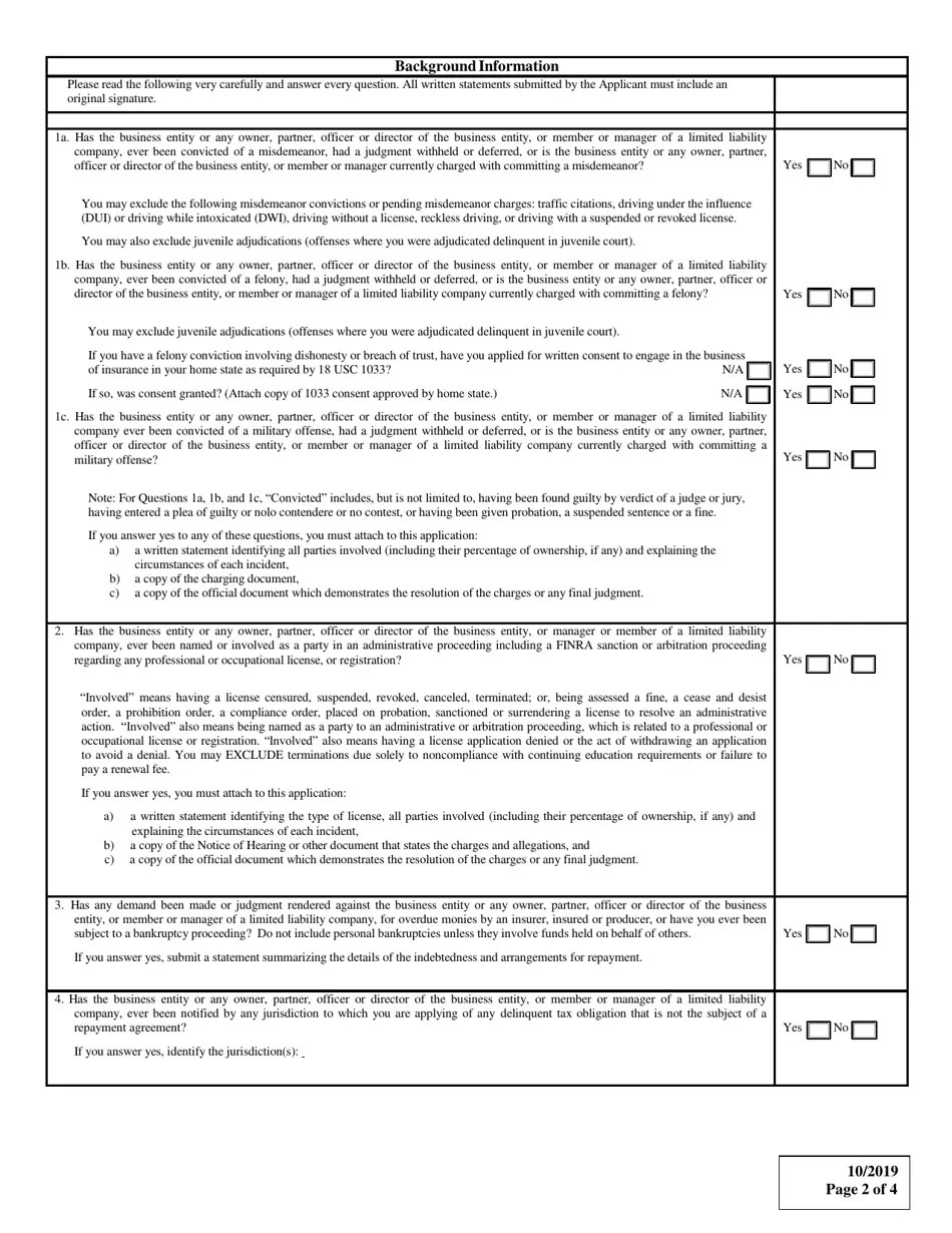 Mississippi Limited Lines Selfstorage Insurance Producer Entity License Application Fill Out