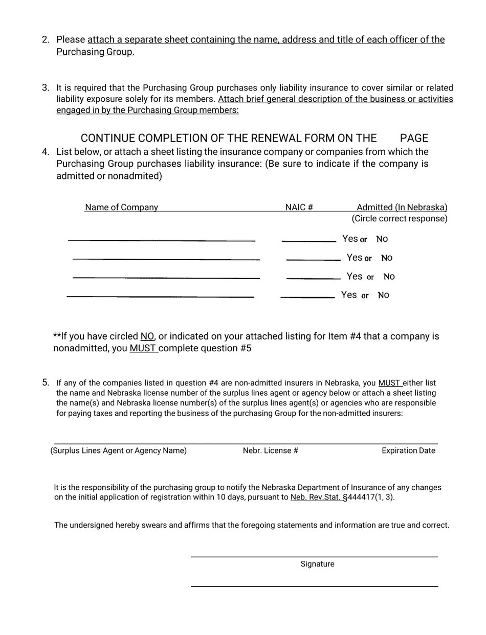 Nebraska Nebraska Purchasing Group Registration Renewal Fill Out