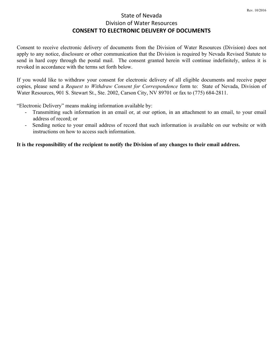 Nevada Request for Correspondence and Change of Address Fill Out