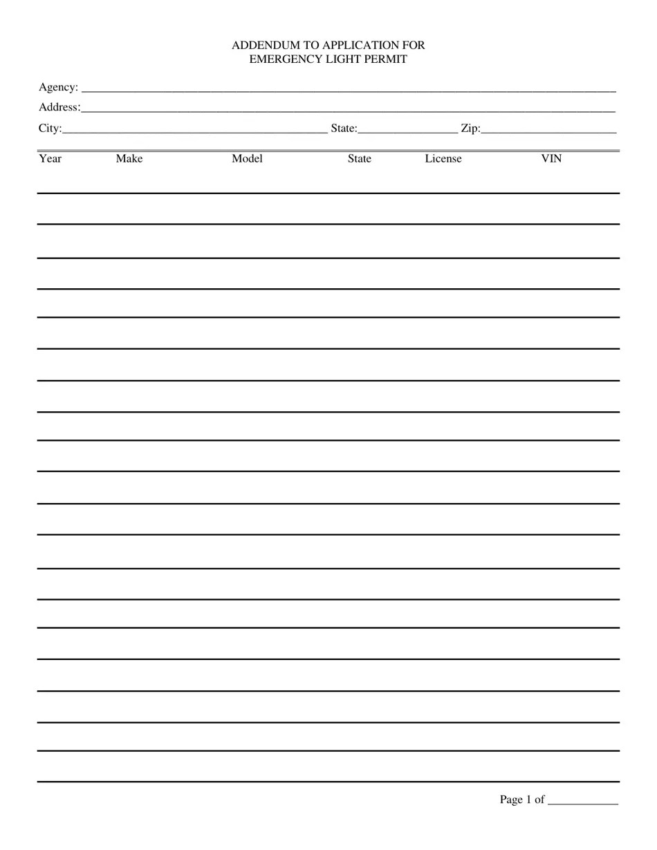 Nevada Application for Authorized Emergency Vehicle Light Permit Fill