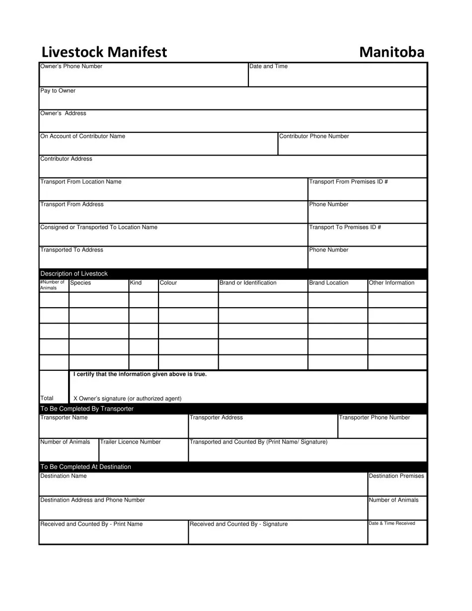 Manitoba Canada Livestock Manifest Fill Out, Sign Online and Download
