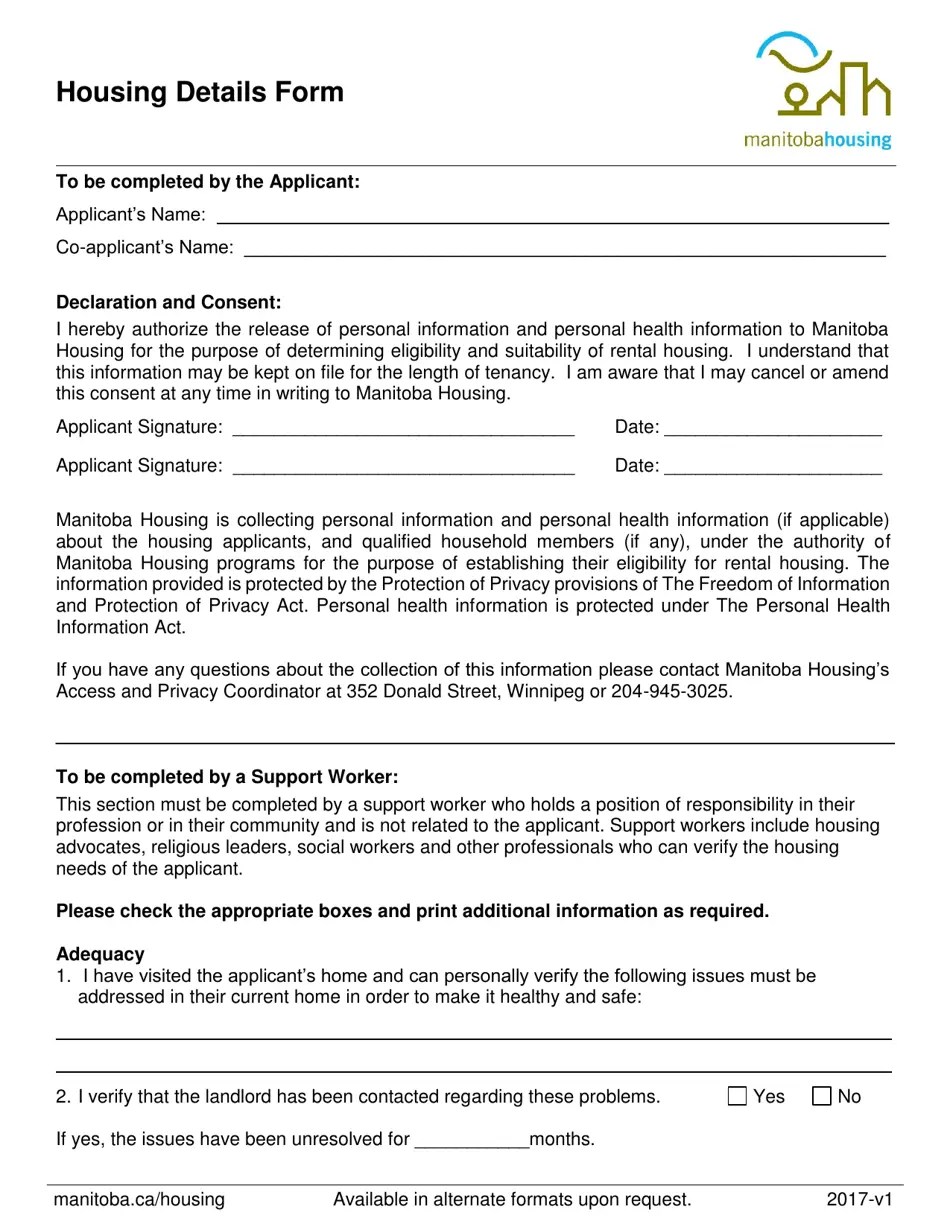 Manitoba Canada Housing Details Form Fill Out, Sign Online and Download PDF Templateroller