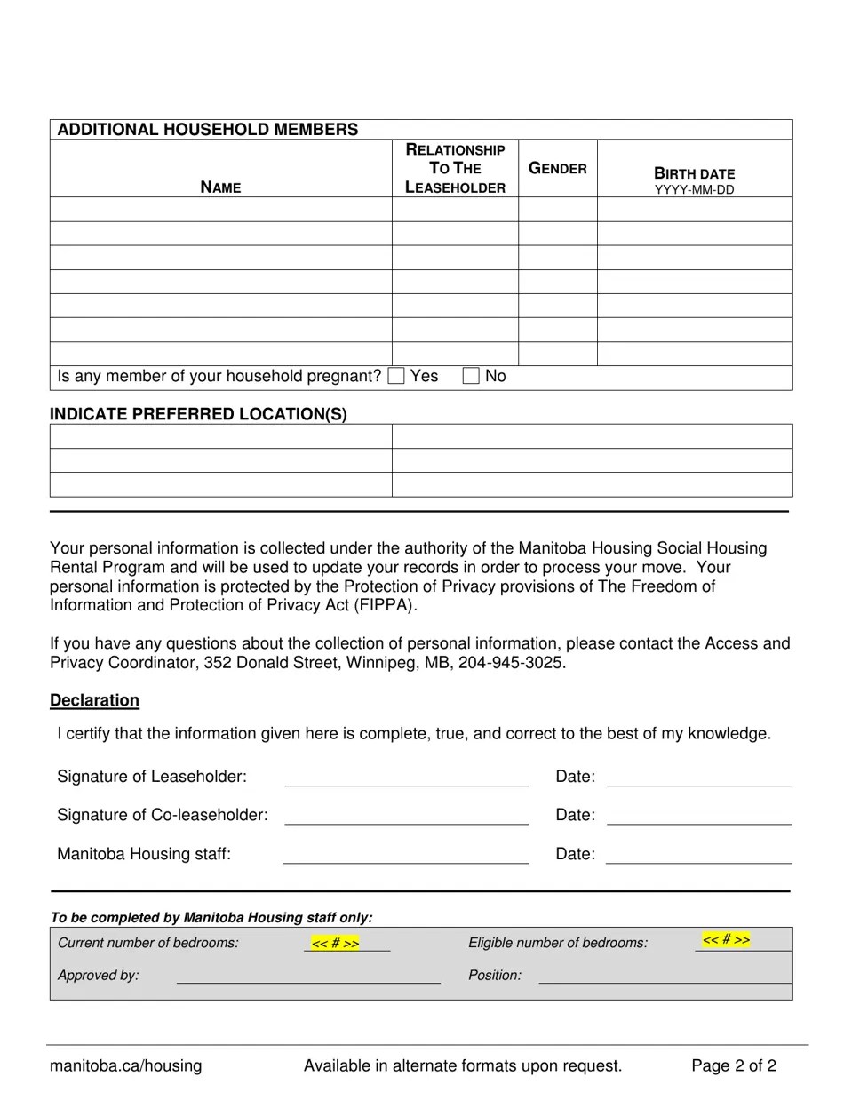 Manitoba Canada Manitoba Housing Initiated Move Form Fill Out, Sign Online and Download PDF