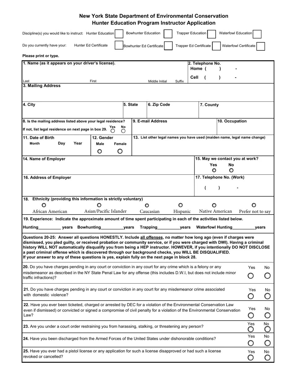 New York Hunter Education Program Instructor Application Fill Out