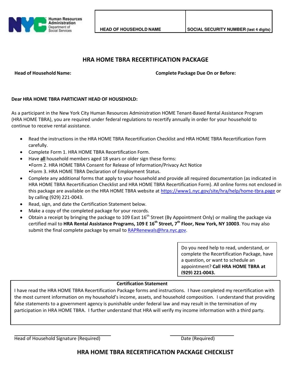 New York City Home Tbra Recertification Form Fill Out, Sign Online(06)