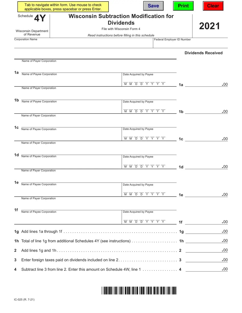 Form IC025 Schedule 4Y 2021 Fill Out, Sign Online and Download
