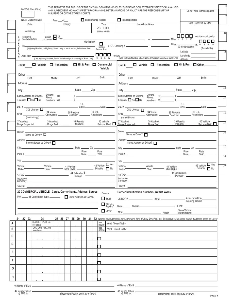 Form DMV349 Fill Out, Sign Online and Download Fillable PDF, North