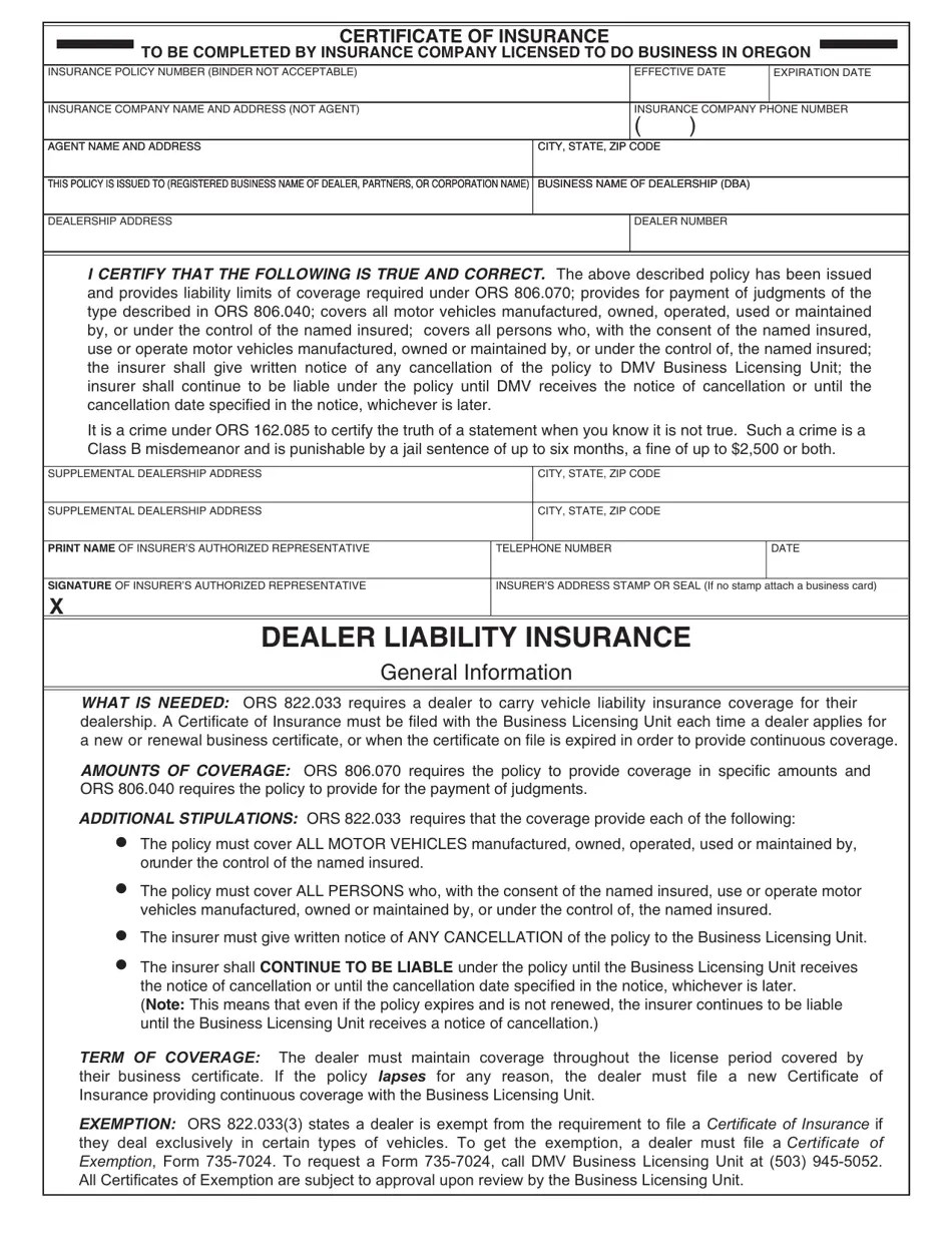 Form 735370B Fill Out, Sign Online and Download Fillable PDF, Oregon