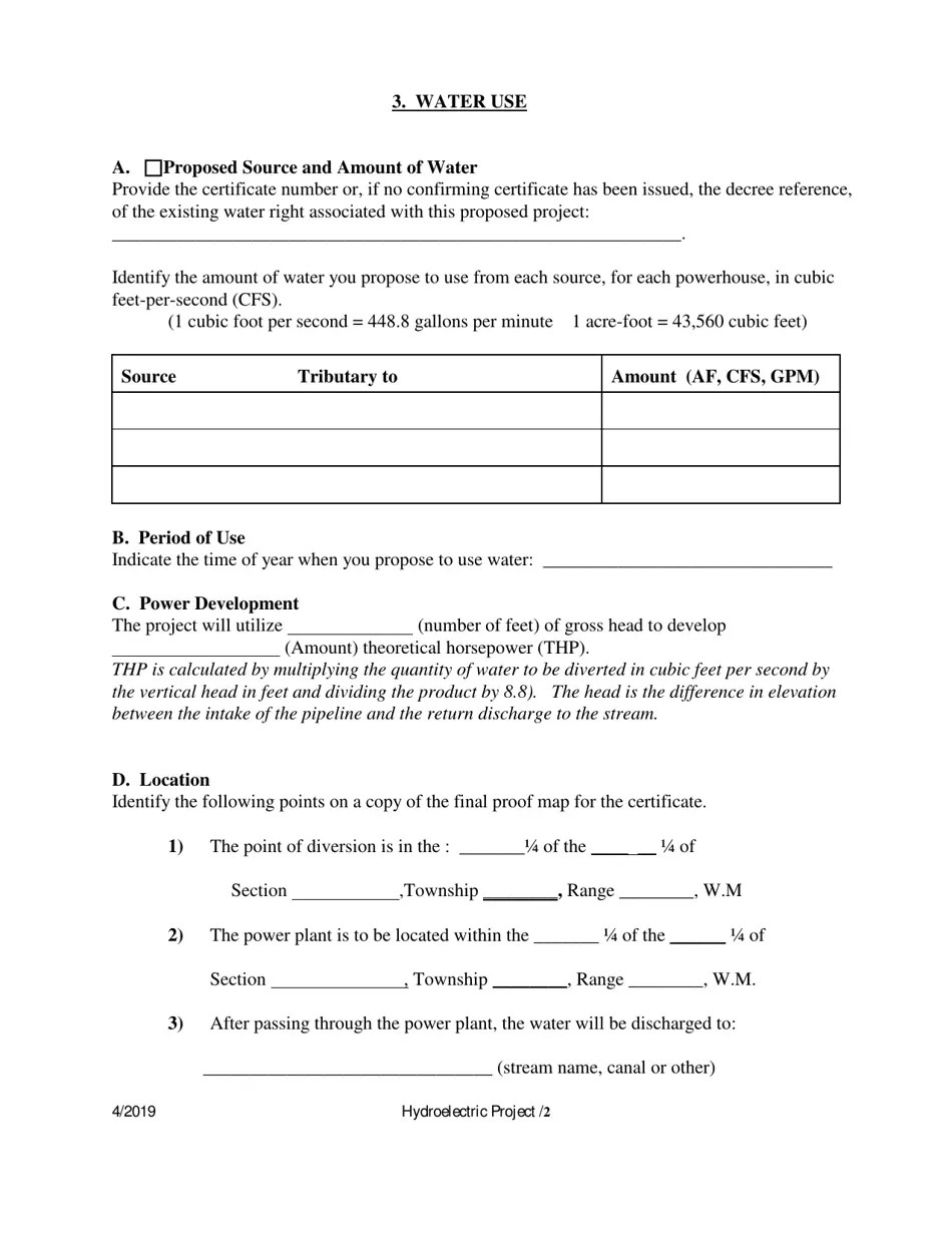 Oregon Application to Develop Hydroelectric Use (As Part of an Existing