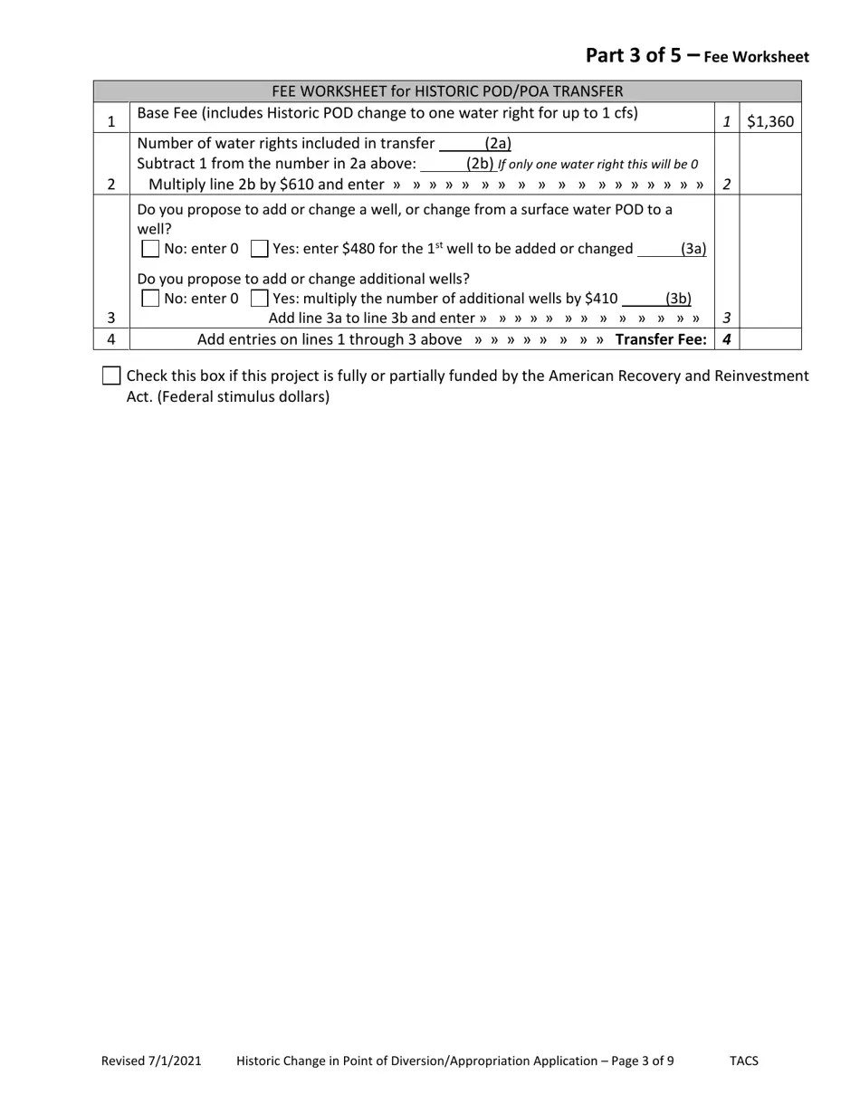 Oregon Application for Historic Change in Point of Diversion