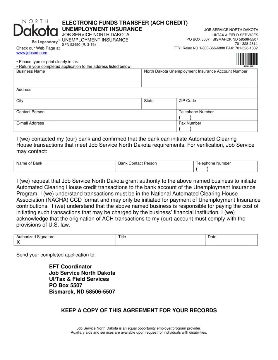 Form SFN52490 Fill Out, Sign Online and Download Fillable PDF, North