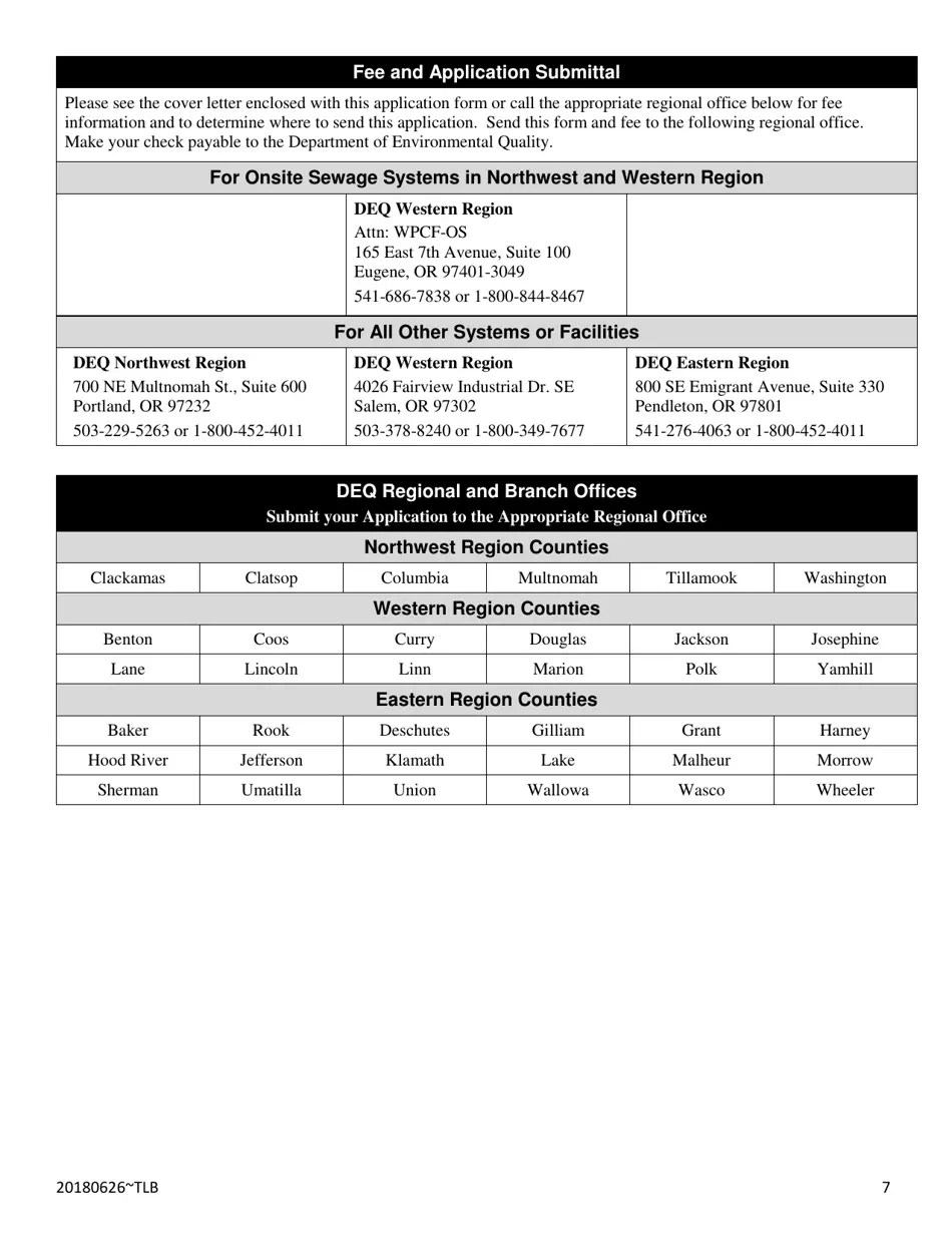 Oregon Application for New Water Pollution Control Facilities