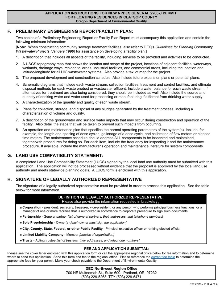 Oregon Application for New National Pollution Discharge Elimination