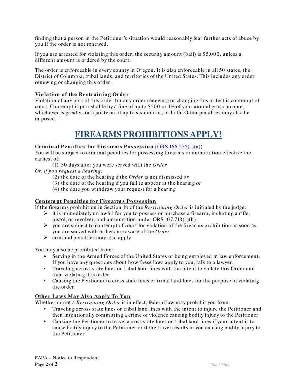 Oregon Notice to Respondent and Request for Hearing Fill Out, Sign