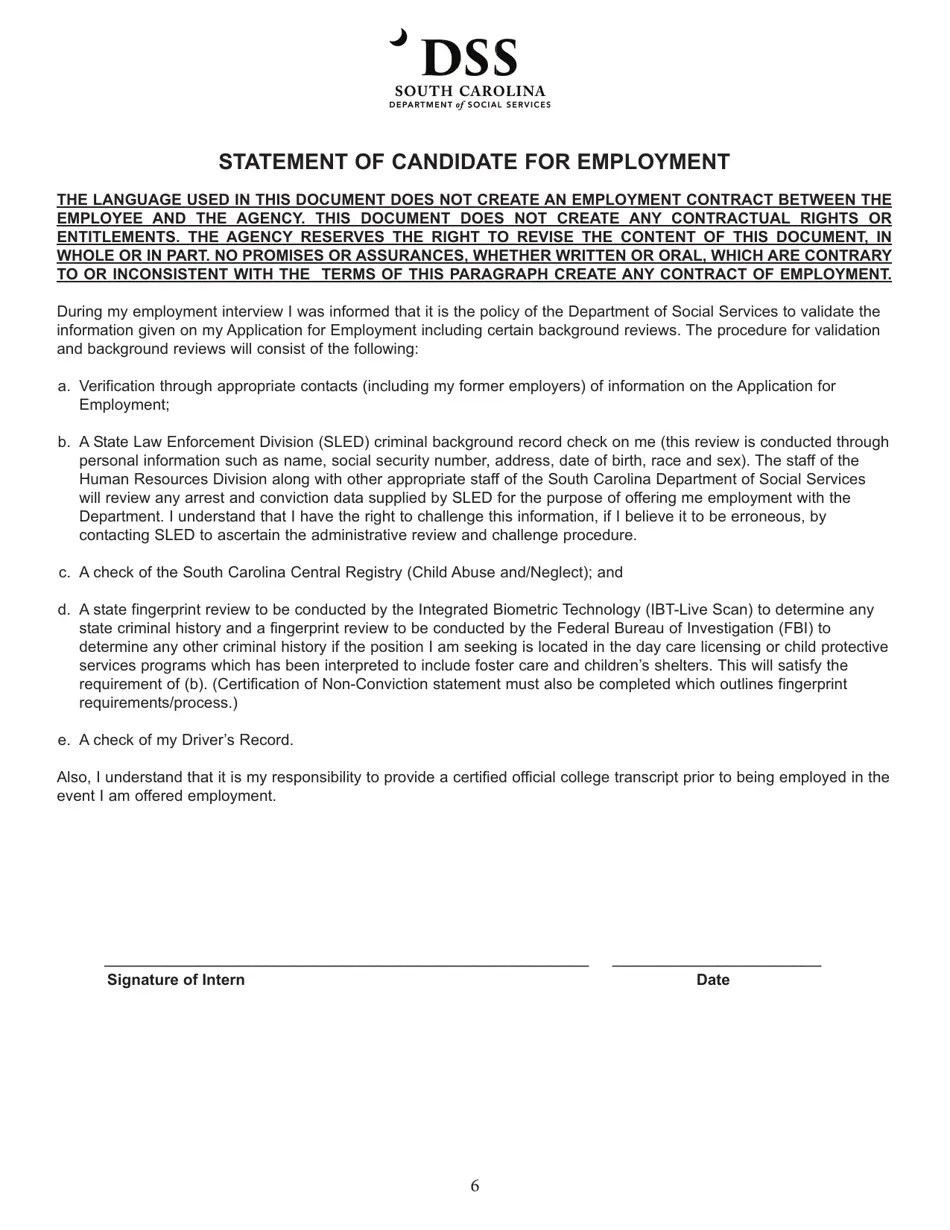 DSS Form 37626 Fill Out, Sign Online and Download Fillable PDF, South
