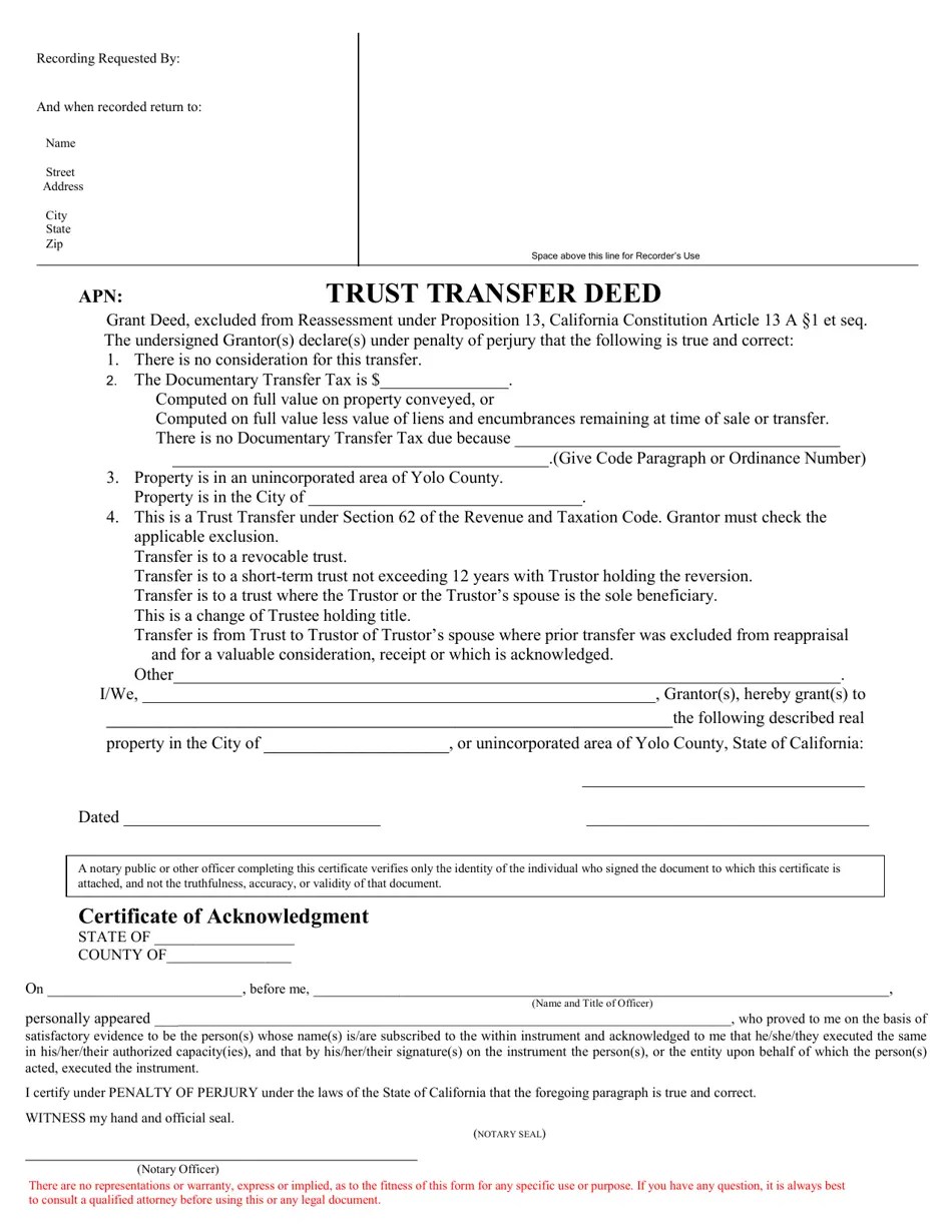 California Trust Transfer Deed Fill Out, Sign Online and Download PDF
