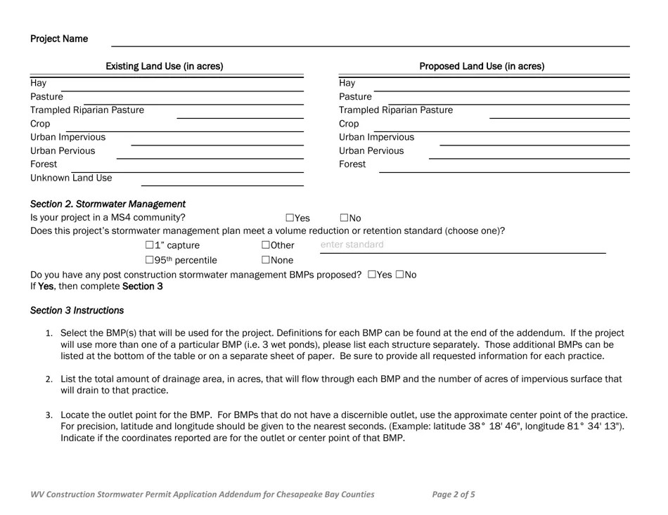 West Virginia Wv Construction Stormwater Permit Application Addendum