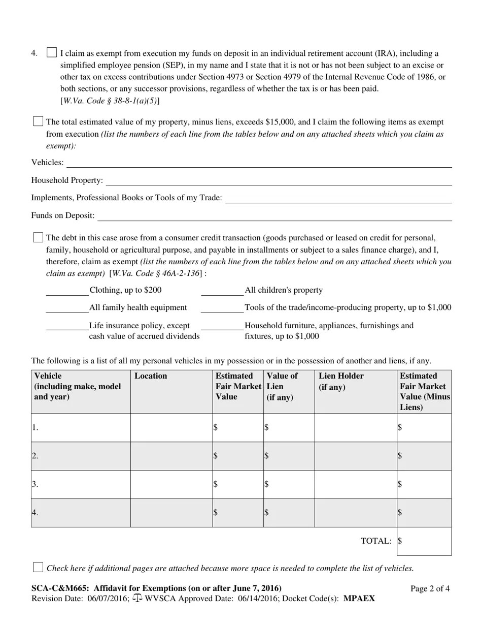 Form SCAC&M665 Fill Out, Sign Online and Download Fillable PDF, West